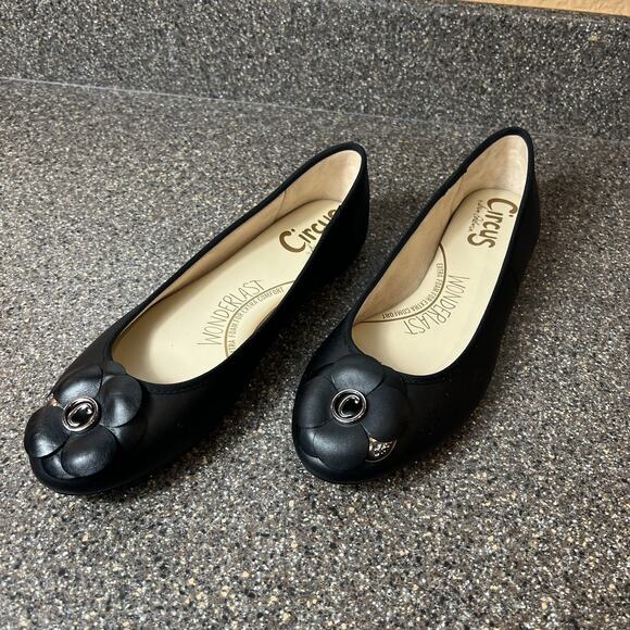 Circus by Sam Edelman Comfort Casual Flat Womens Sz 10M Black Leather Bow Loafer - Picture 2 of 11